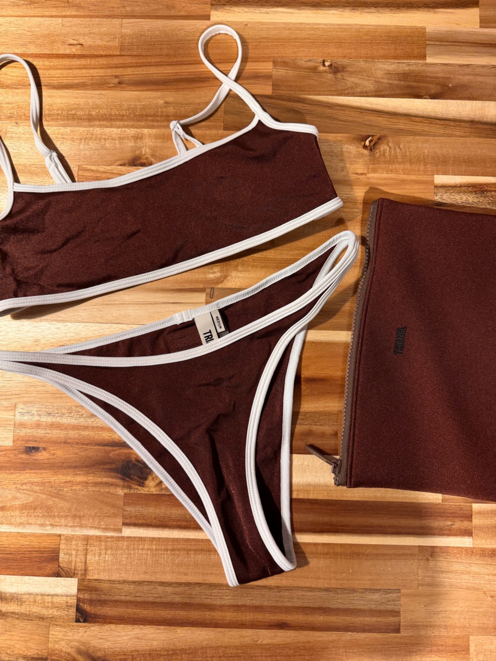 triangl swimwear Men's Brown Briefs with White Trim